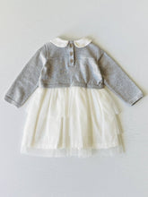 Load image into Gallery viewer, Milan White Peter Pan Sweater Knit Baby Tutu Dress: Grey Heather