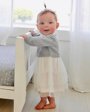 Load image into Gallery viewer, Milan White Peter Pan Sweater Knit Baby Tutu Dress: Grey Heather
