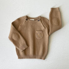 Load image into Gallery viewer, Milan Baby Raglan Pullover Top Sweater Knit (Organic Cotton): Earth Brown Heather