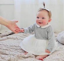 Load image into Gallery viewer, Milan White Peter Pan Sweater Knit Baby Tutu Dress: Grey Heather