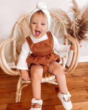Load image into Gallery viewer, Dolly Suspender Bubble Romper - Praline Corduroy
