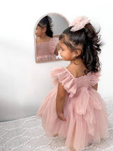 Load image into Gallery viewer, Lotus Dusty Pink Tulle Bow: Long