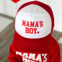 Load image into Gallery viewer, Mama's Boy Valentine's Day Kids Trucker Hat - Red/White