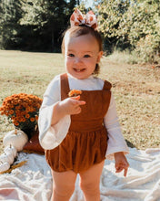 Load image into Gallery viewer, Dolly Suspender Bubble Romper - Praline Corduroy