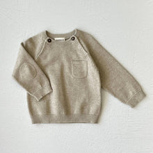 Load image into Gallery viewer, Milan Baby Raglan Pullover Top Sweater Knit (Organic Cotton): Earth Brown Heather