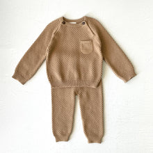 Load image into Gallery viewer, Milan Baby Raglan Pullover Top Sweater Knit (Organic Cotton): Earth Brown Heather
