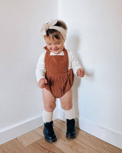 Load image into Gallery viewer, Dolly Suspender Bubble Romper - Praline Corduroy