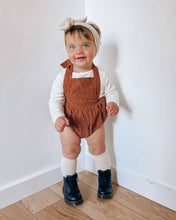 Load image into Gallery viewer, Dolly Suspender Bubble Romper - Praline Corduroy