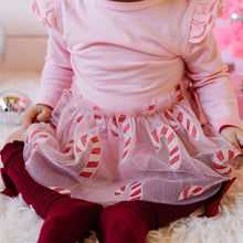 Load image into Gallery viewer, Candy Cane Christmas Long Sleeve Tutu Bodysuit - Holiday Baby