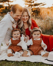 Load image into Gallery viewer, Dolly Suspender Bubble Romper - Praline Corduroy