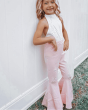 Load image into Gallery viewer, Barbie Denim Bell Bottoms - Distressed Pink