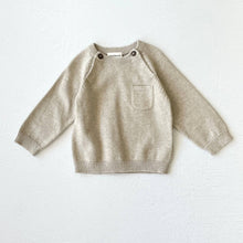 Load image into Gallery viewer, Milan Baby Raglan Pullover Top Sweater Knit (Organic Cotton): Earth Brown Heather