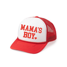 Load image into Gallery viewer, Mama's Boy Valentine's Day Kids Trucker Hat - Red/White