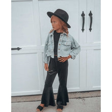 Load image into Gallery viewer, Lina Pleated Velour Bell Bottoms - Black