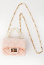 Load image into Gallery viewer, Velvet Purse with Pearl Handle: Light pink