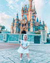 Load image into Gallery viewer, Victoria Ruffle Back Suspender Dress - Ice Skate Blue