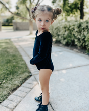 Load image into Gallery viewer, Livee Long Sleeve Velour Leotard - Black