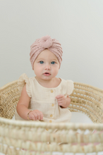 Load image into Gallery viewer, Dusty Rose Eyelet Bun Turban