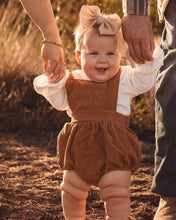 Load image into Gallery viewer, Dolly Suspender Bubble Romper - Praline Corduroy