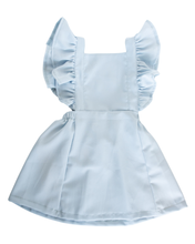 Load image into Gallery viewer, Victoria Ruffle Back Suspender Dress - Ice Skate Blue