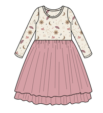 Load image into Gallery viewer, Sun, Moon, Stars Tutu Party Dress - Long Sleeved