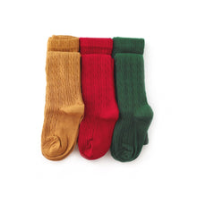 Load image into Gallery viewer, Cable Knit Tights- True Red