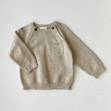 Load image into Gallery viewer, Milan Baby Raglan Pullover Top Sweater Knit (Organic Cotton): Earth Brown Heather
