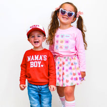 Load image into Gallery viewer, Mama&#39;s Boy Valentine&#39;s Day Kids Trucker Hat - Red/White
