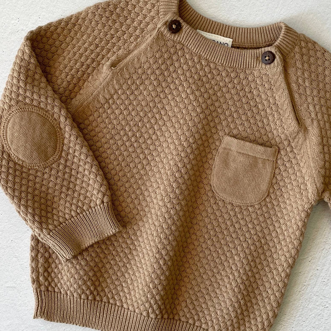 Milan Baby Raglan Pullover Top Sweater Knit (Organic Cotton): Earth Brown Heather
