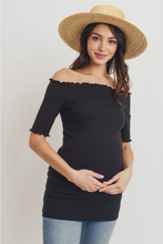 Load image into Gallery viewer, Off the Shoulder Ribbed Maternity Top
