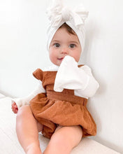 Load image into Gallery viewer, Dolly Suspender Bubble Romper - Praline Corduroy
