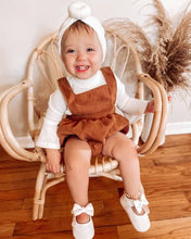 Load image into Gallery viewer, Dolly Suspender Bubble Romper - Praline Corduroy
