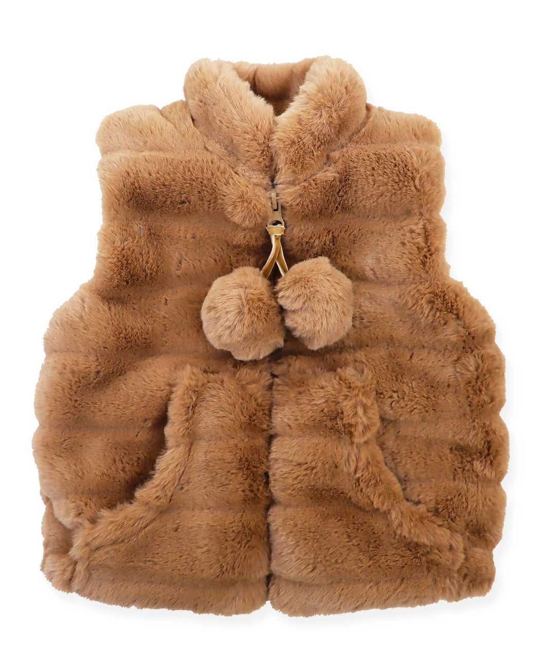 Fall Faux Fur Zip Front Vest: Chocolate Eclair