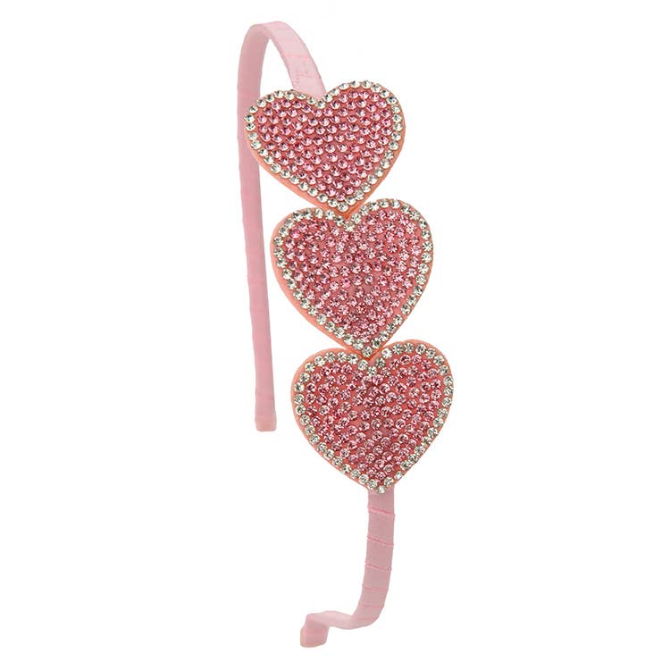 Pink Rhinestone Heart Headband