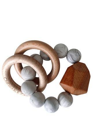 Hayes Silicone + Wood Teether Ring - Howlite
