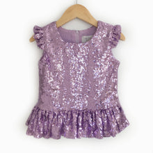 Load image into Gallery viewer, Lavender Sequin Peplum Top
