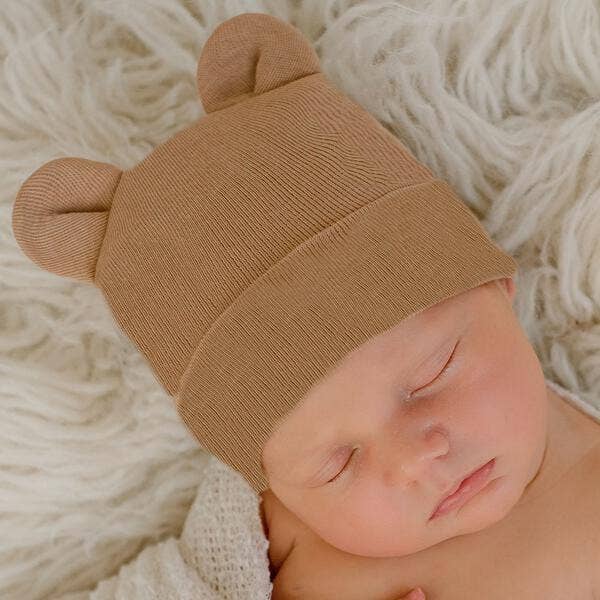 Tan Bear Newborn Hospital Hat