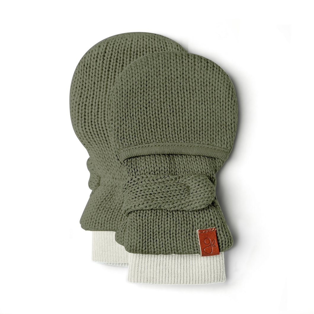 Organic Cotton Knit Baby Stay-On Mitts - Noble Fir