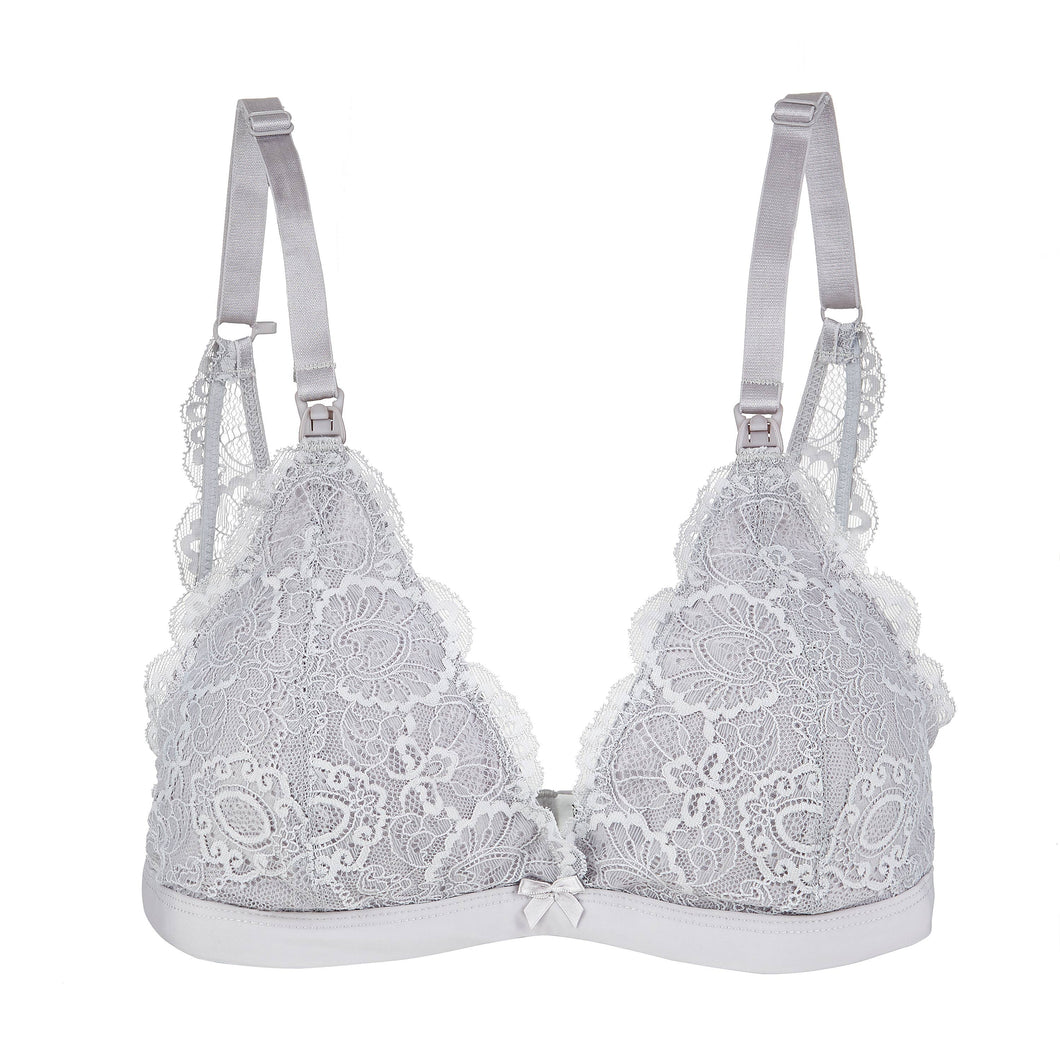 Lace Nursing Bralette - French Grey