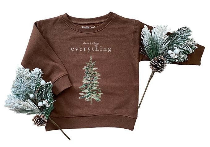 Merry Everything | Toddler Christmas Sweatshirt Brown