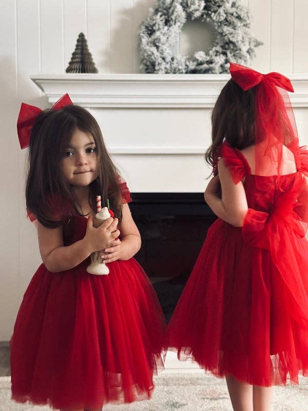 Chloe Red Flutter Sleeve Dress