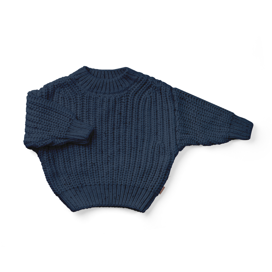 Organic Cotton Kids Chunky Knit Sweater - Winter Storm