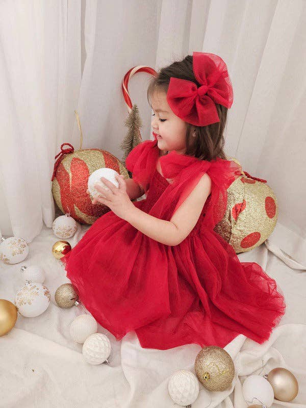 Poppy Red Tulle Bow: Baby