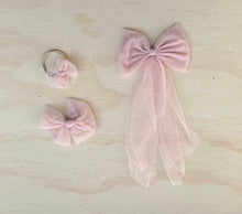 Load image into Gallery viewer, Lotus Dusty Pink Tulle Bow: Long
