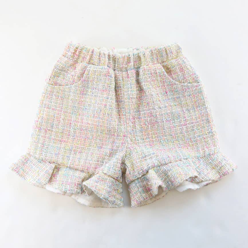 Ruffle Hem Tweed Shorts