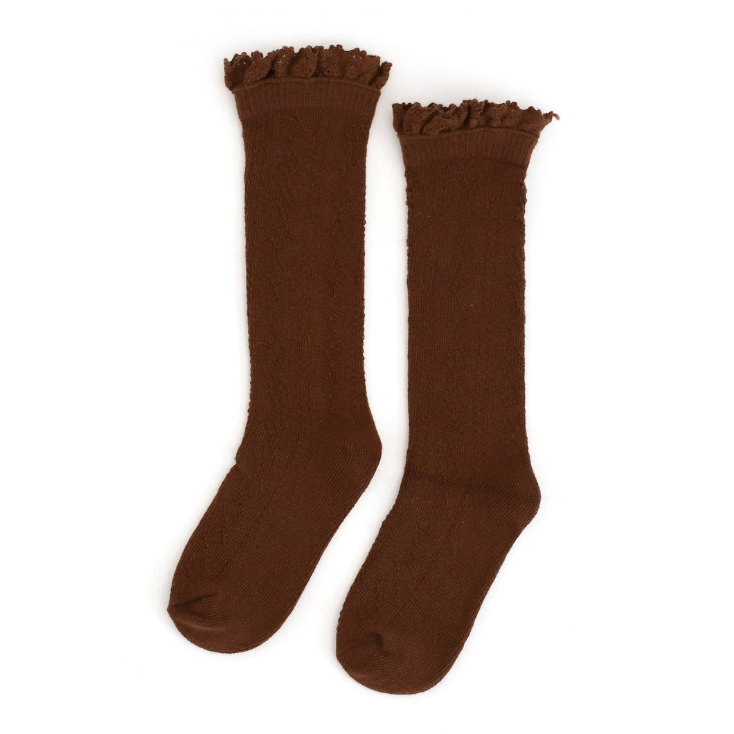 Brownie Fancy Lace Top Knee High Socks