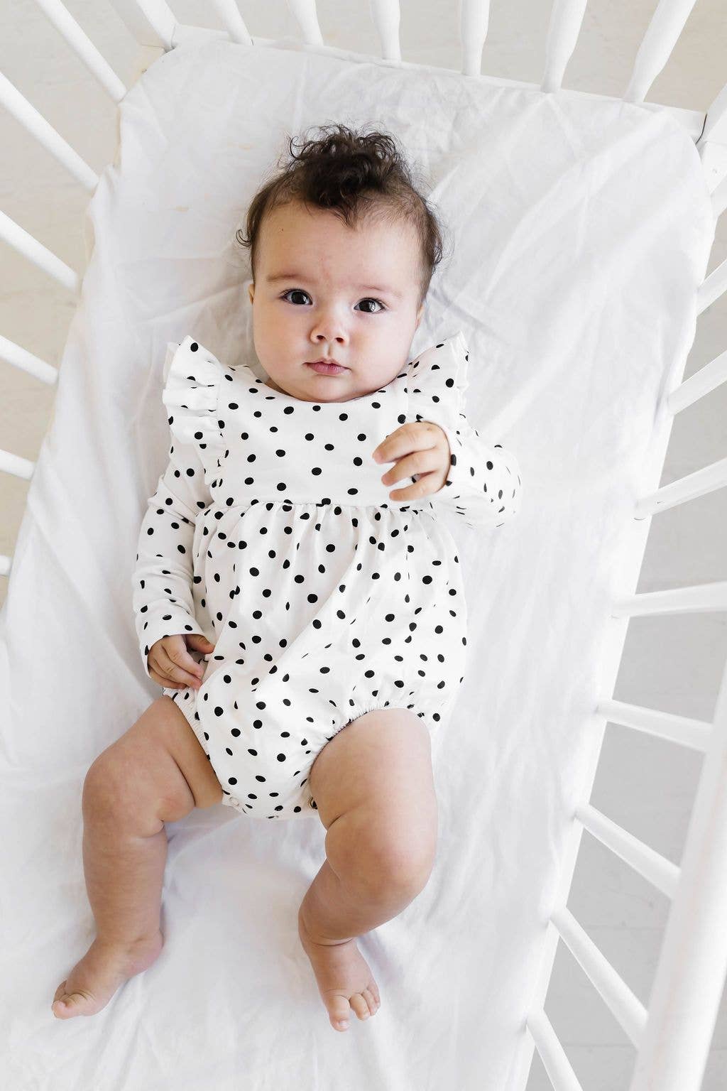 Leah Romper in Charcoal Dot