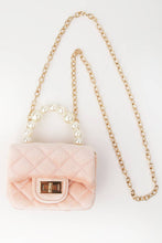 Load image into Gallery viewer, Velvet Purse with Pearl Handle: Light pink
