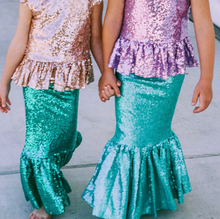Load image into Gallery viewer, Aqua Sequin Mermaid Skirt
