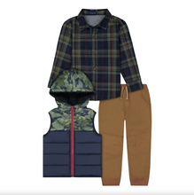 Load image into Gallery viewer, 3-Piece Puffer Vest Set - Camo
